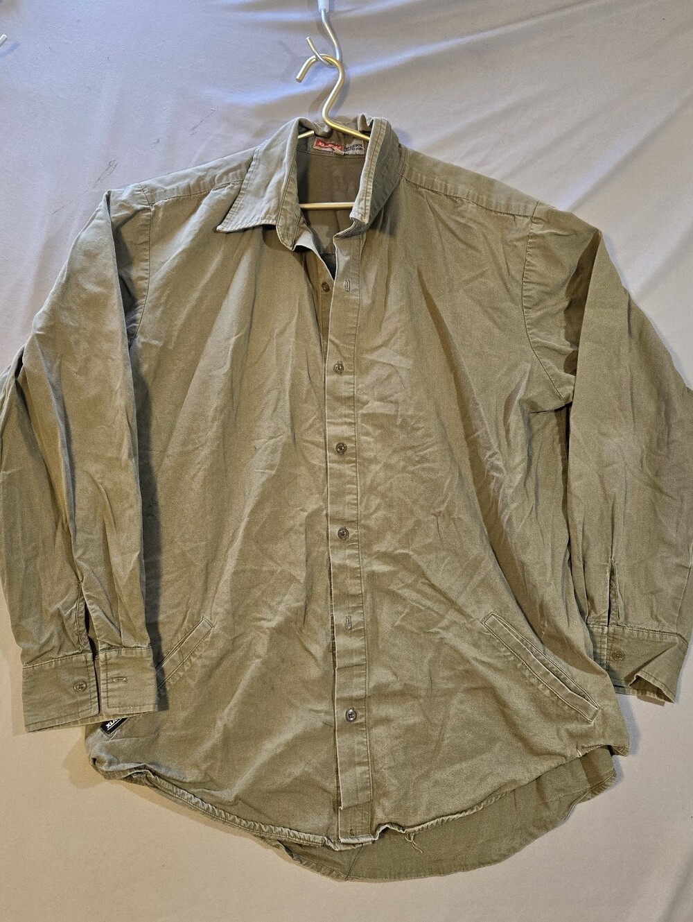 XLARGE Relaxed Fit Men's Olive Khaki Button-Up Shirt Size XL